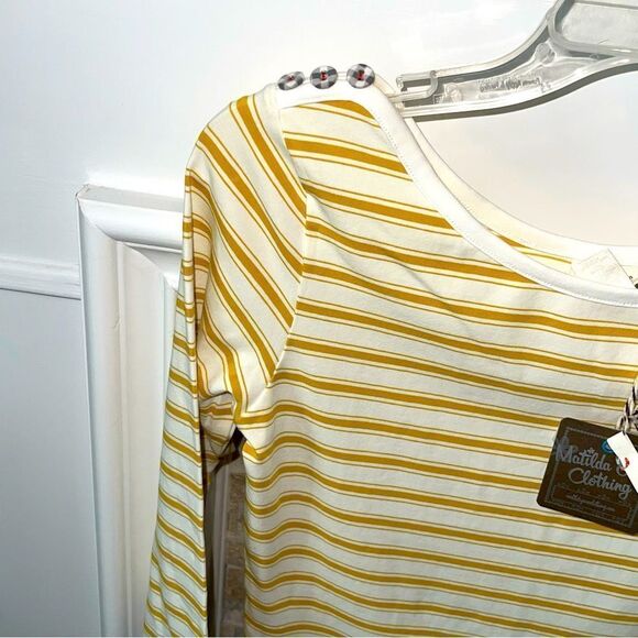 NWT MATILDA JANE Wonderful Parade Sunny Boat Neck Top Striped Mustard Small - Picture 3 of 4